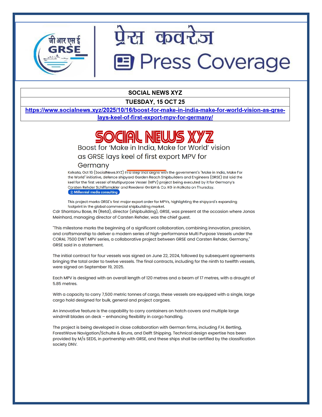   Press Coverage: 16 Oct 25:THE STATESMAN 